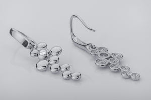 Oxygen O2 Bublles Earrings, Rhodium Plated 925 Silver - vikingworkshop