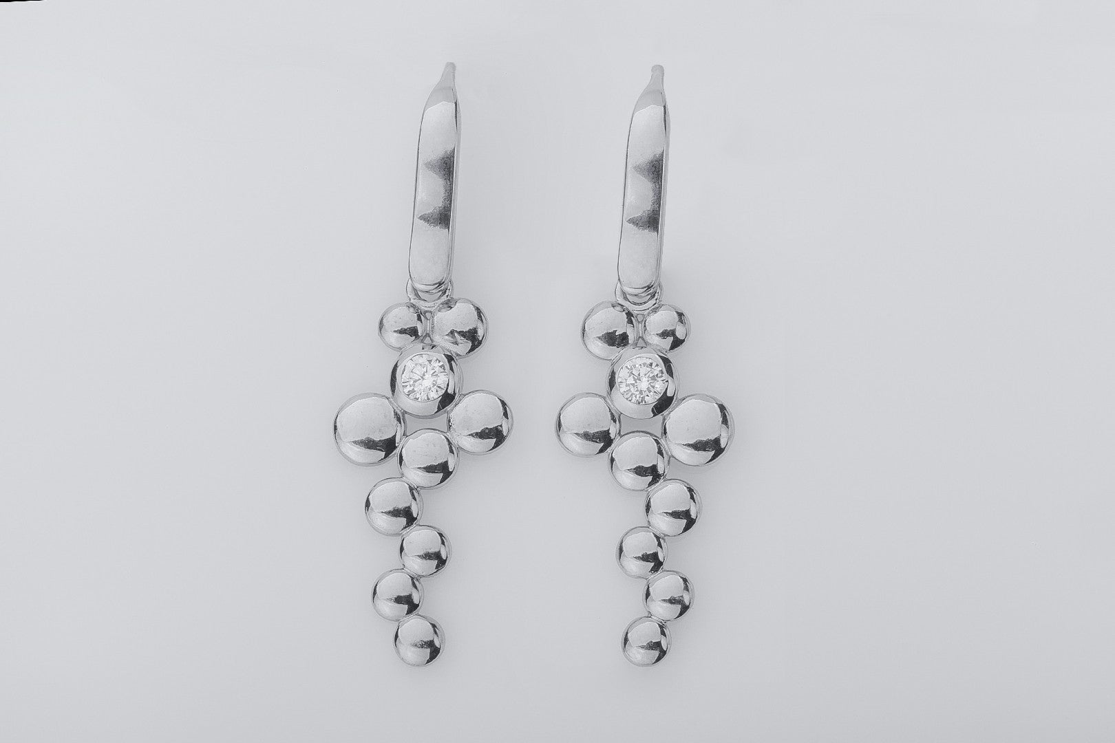 Oxygen O2 Bublles Earrings, Rhodium Plated 925 Silver - vikingworkshop