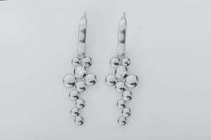 Oxygen O2 Bublles Earrings, Rhodium Plated 925 Silver - vikingworkshop