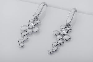 Oxygen O2 Bublles Earrings, Rhodium Plated 925 Silver - vikingworkshop