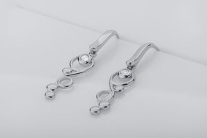 O2 Bubbles Spiral Earrings with Gems, Rhodium Plated 925 Silver - vikingworkshop