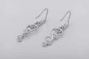 O2 Bubbles Spiral Earrings with Gems, Rhodium Plated 925 Silver - vikingworkshop