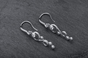 O2 Bubbles Spiral Earrings with Gems, Rhodium Plated 925 Silver - vikingworkshop