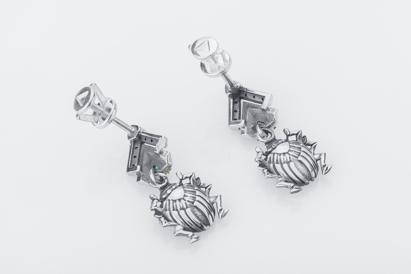 Scarab Egyptian Earrings with Gems, 925 silver - vikingworkshop