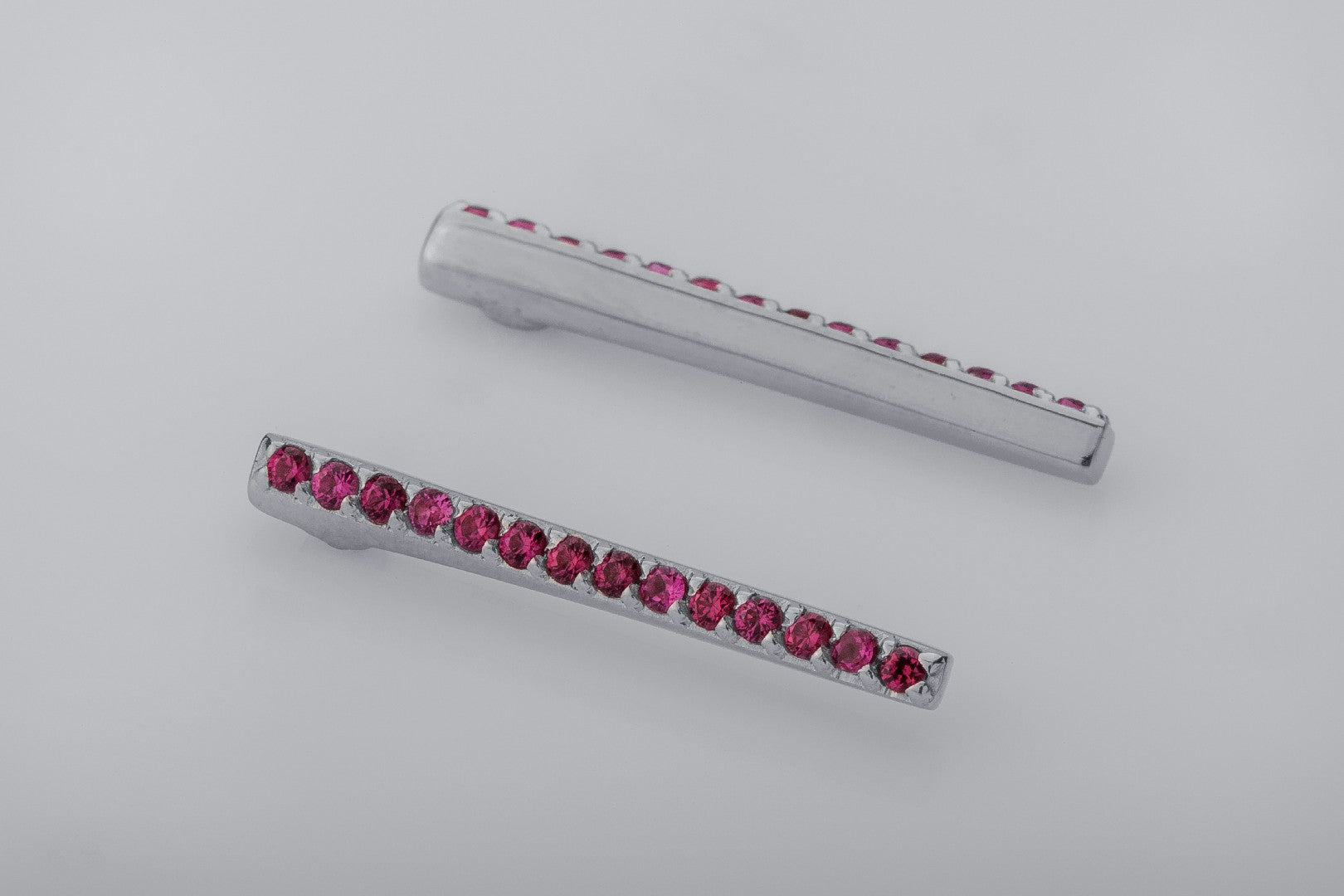 Strict Personality Earrings with Red Gems, Rhodium Plated 925 Silver - vikingworkshop