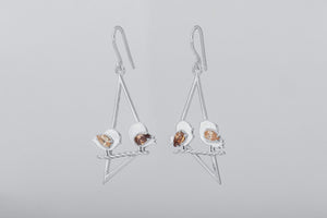 Little Birdies Earrings with Gems, 925 silver - vikingworkshop