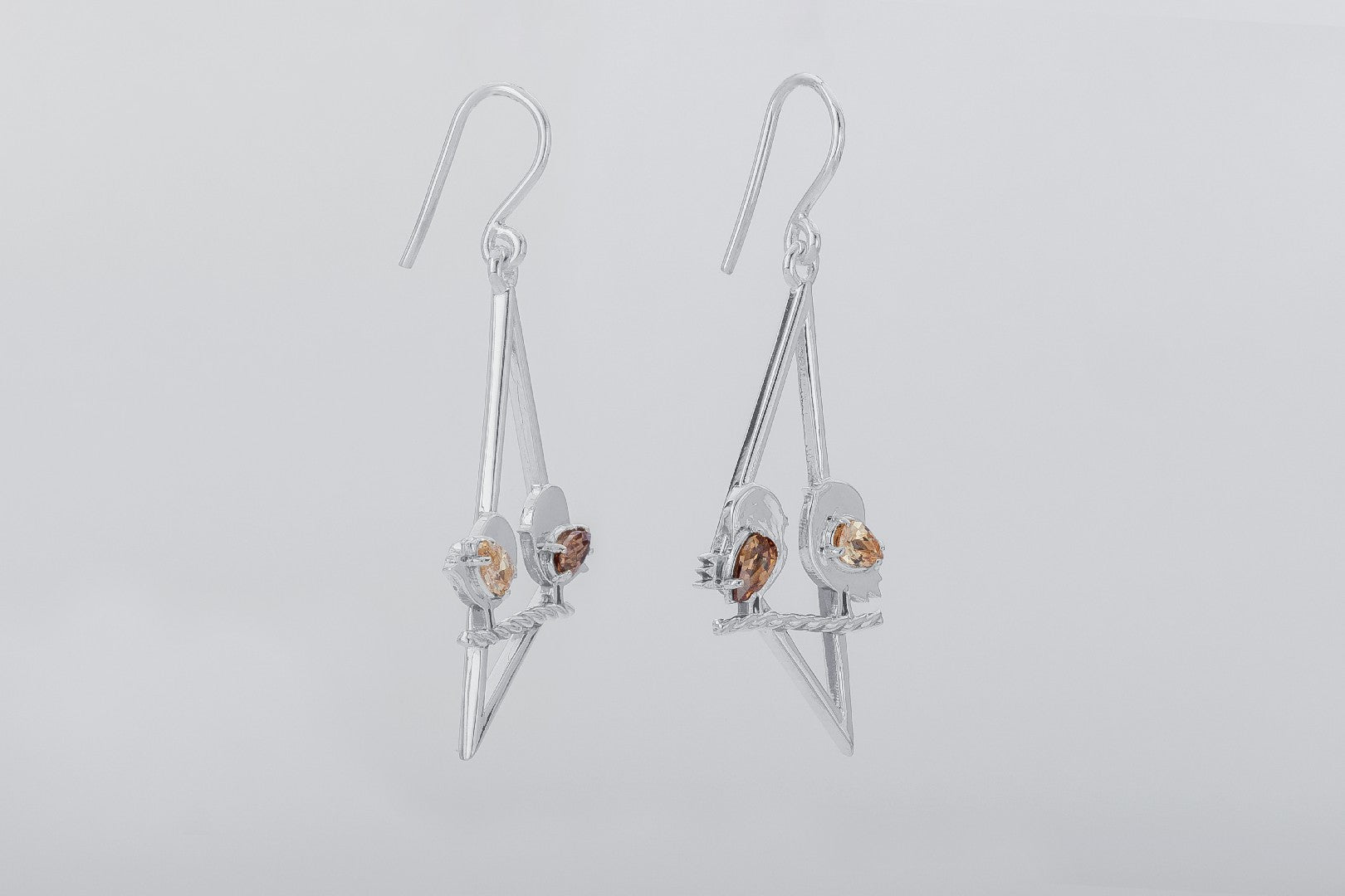 Little Birdies Earrings with Gems, 925 silver - vikingworkshop