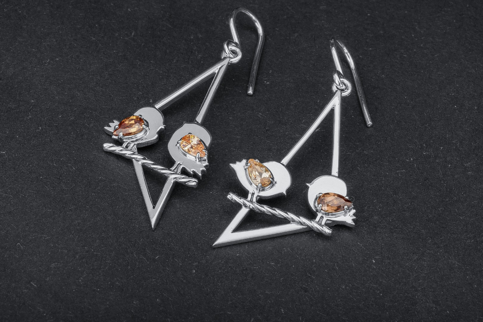 Little Birdies Earrings with Gems, 925 silver - vikingworkshop