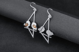 Little Birdies Earrings with Gems, 925 silver - vikingworkshop