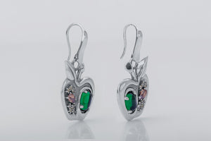 Apple Earrings with Gems, 925 Silver - vikingworkshop