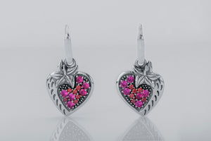 Strawberry Earrings with Gems, 925 Silver - vikingworkshop