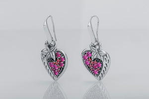 Strawberry Earrings with Gems, 925 Silver - vikingworkshop