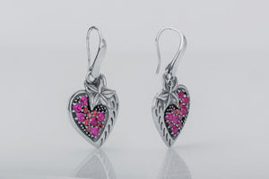 Strawberry Earrings with Gems, 925 Silver - vikingworkshop