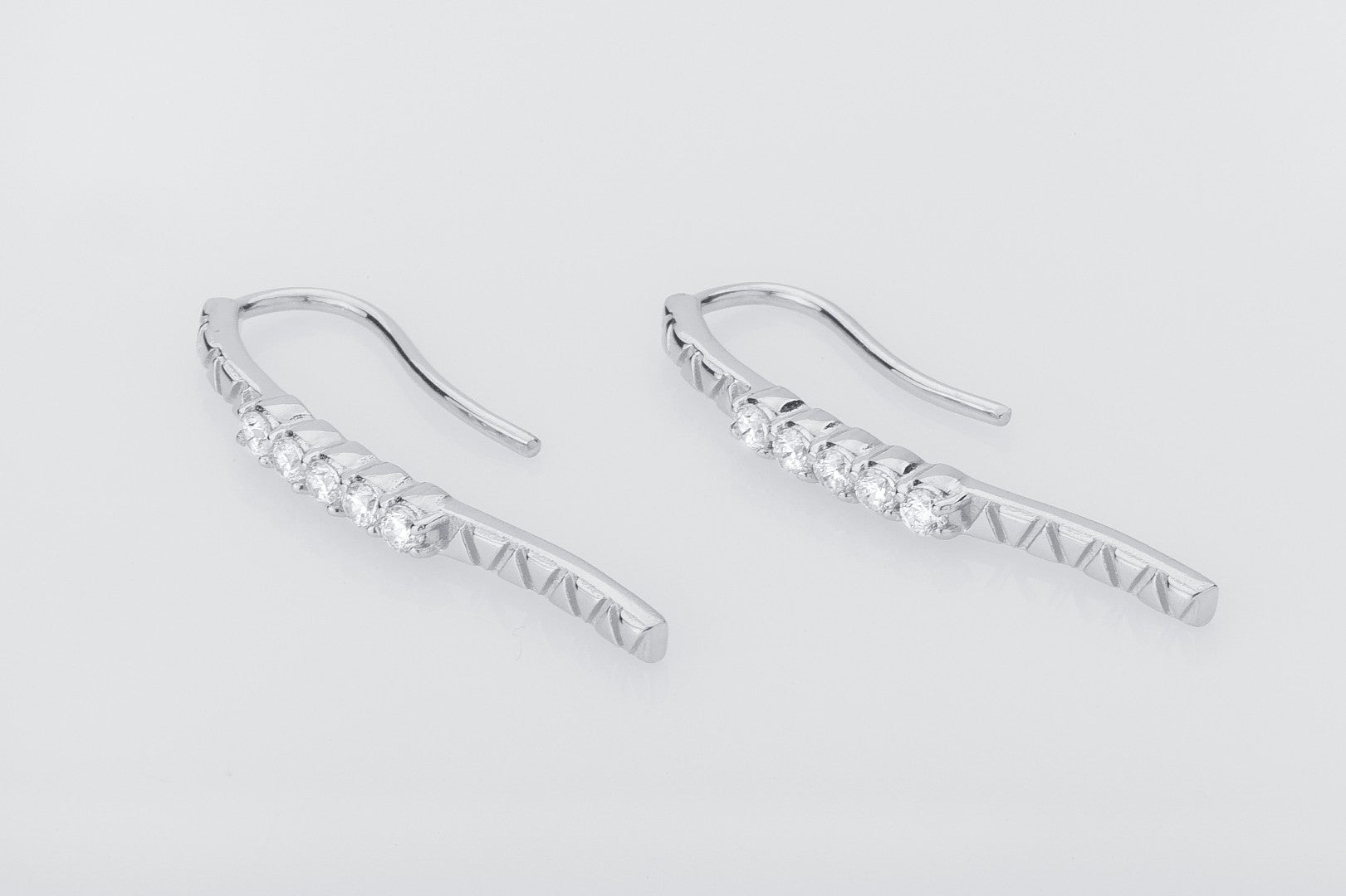 Simple Earrings with Clear Gems, 925 silver