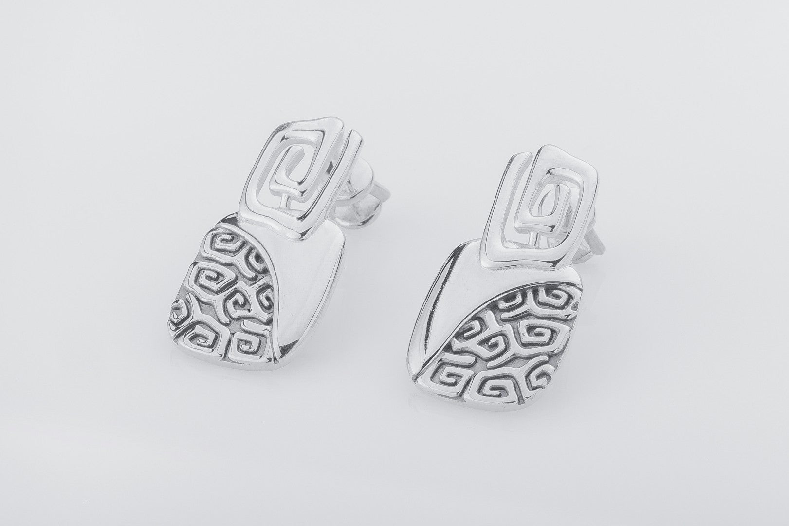 Calm and Angry Sea Earrings, 925 Silver