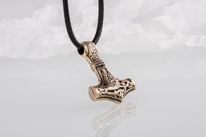 Thor's Hammer Pendant Bronze Mjolnir from Mammen Village - vikingworkshop