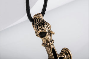 Thor's Hammer Pendant Bronze Mjolnir aka Olaf Cross or Wolf Cross - vikingworkshop