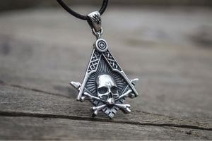 Masonic Symbol with Skull Sterling Silver Handmade Jewelry - vikingworkshop