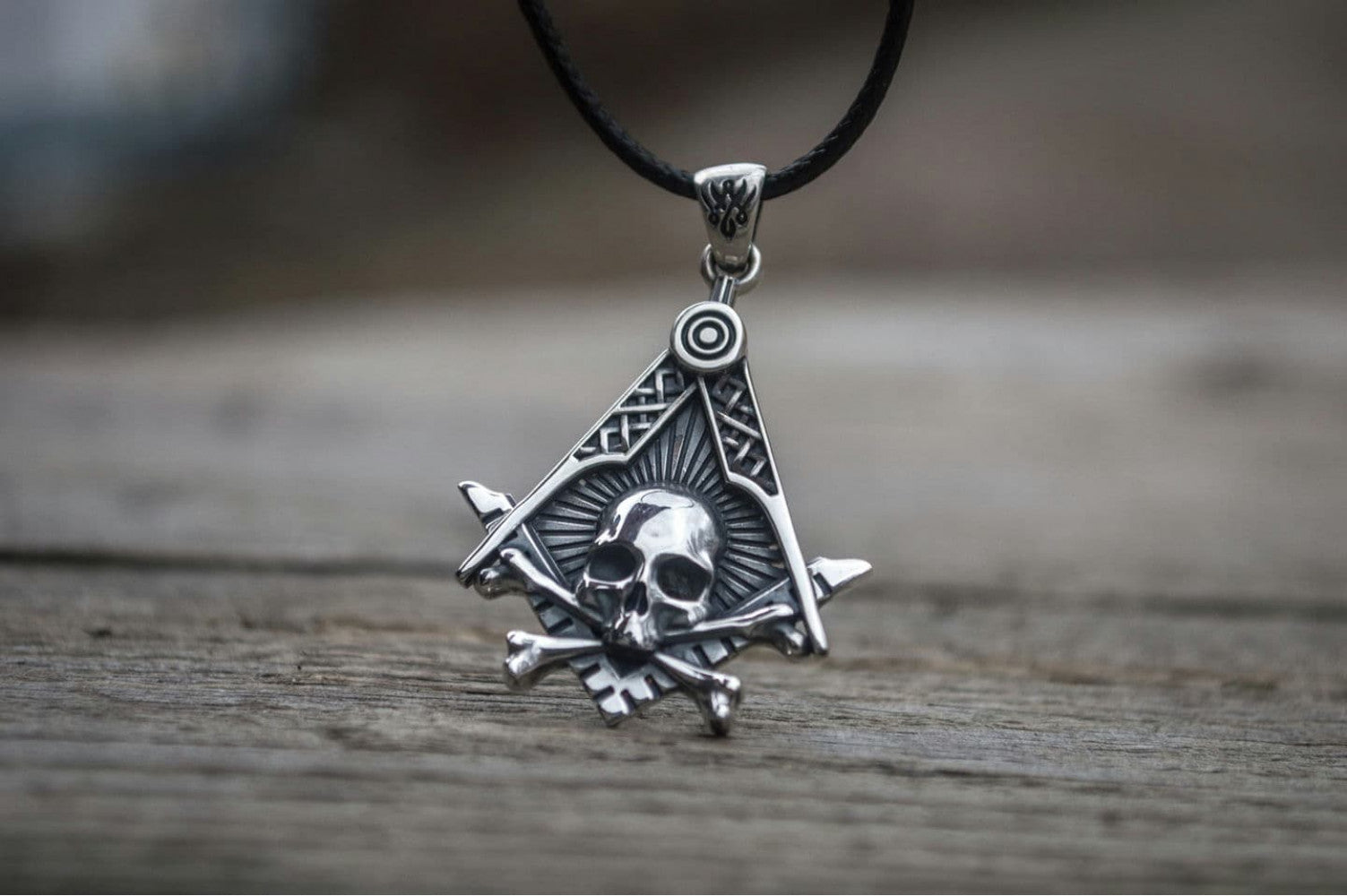 Masonic Symbol with Skull Sterling Silver Handmade Jewelry - vikingworkshop