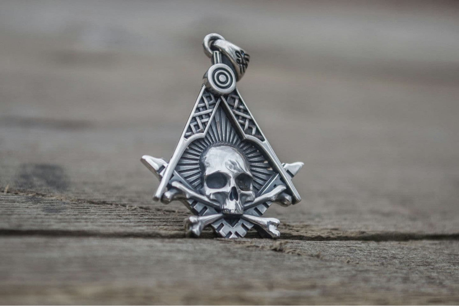 Masonic Symbol with Skull Sterling Silver Handmade Jewelry - vikingworkshop