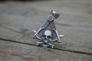 Masonic Symbol with Skull Sterling Silver Handmade Jewelry - vikingworkshop