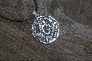 Masonic Pendant with Symbols Sterling Silver Handmade Jewelry - vikingworkshop