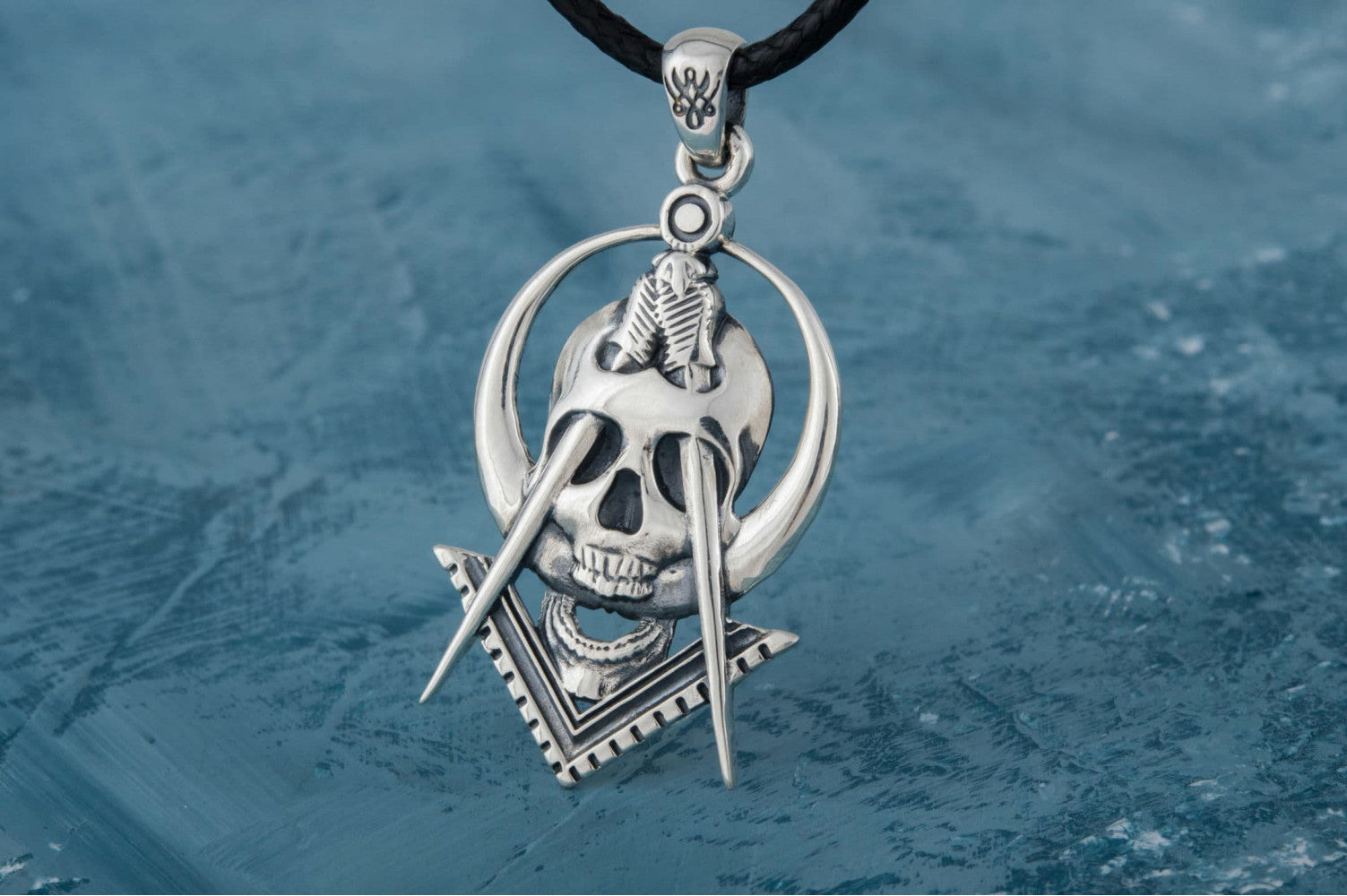 Masonic Style Pendant Sterling Silver Handmade Jewelry - vikingworkshop