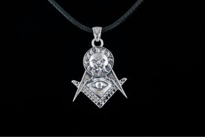 Masonic Symbol Pendant with Sun Sterling Silver Handmade Jewelry - vikingworkshop