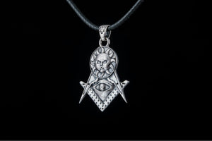 Masonic Symbol Pendant with Sun Sterling Silver Handmade Jewelry - vikingworkshop