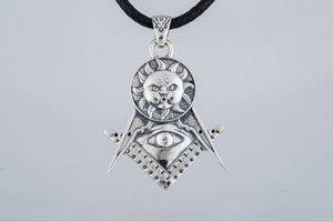 Masonic Symbol Pendant with Sun Sterling Silver Handmade Jewelry - vikingworkshop