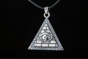 Masonic Symbol with Pyramid Sterling Silver Pendant - vikingworkshop