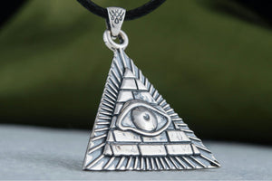 Masonic Symbol with Pyramid Sterling Silver Pendant - vikingworkshop