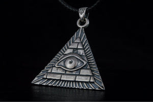 Masonic Symbol with Pyramid Sterling Silver Pendant - vikingworkshop