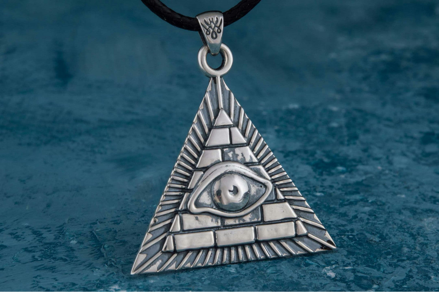 Masonic Symbol with Pyramid Sterling Silver Pendant - vikingworkshop