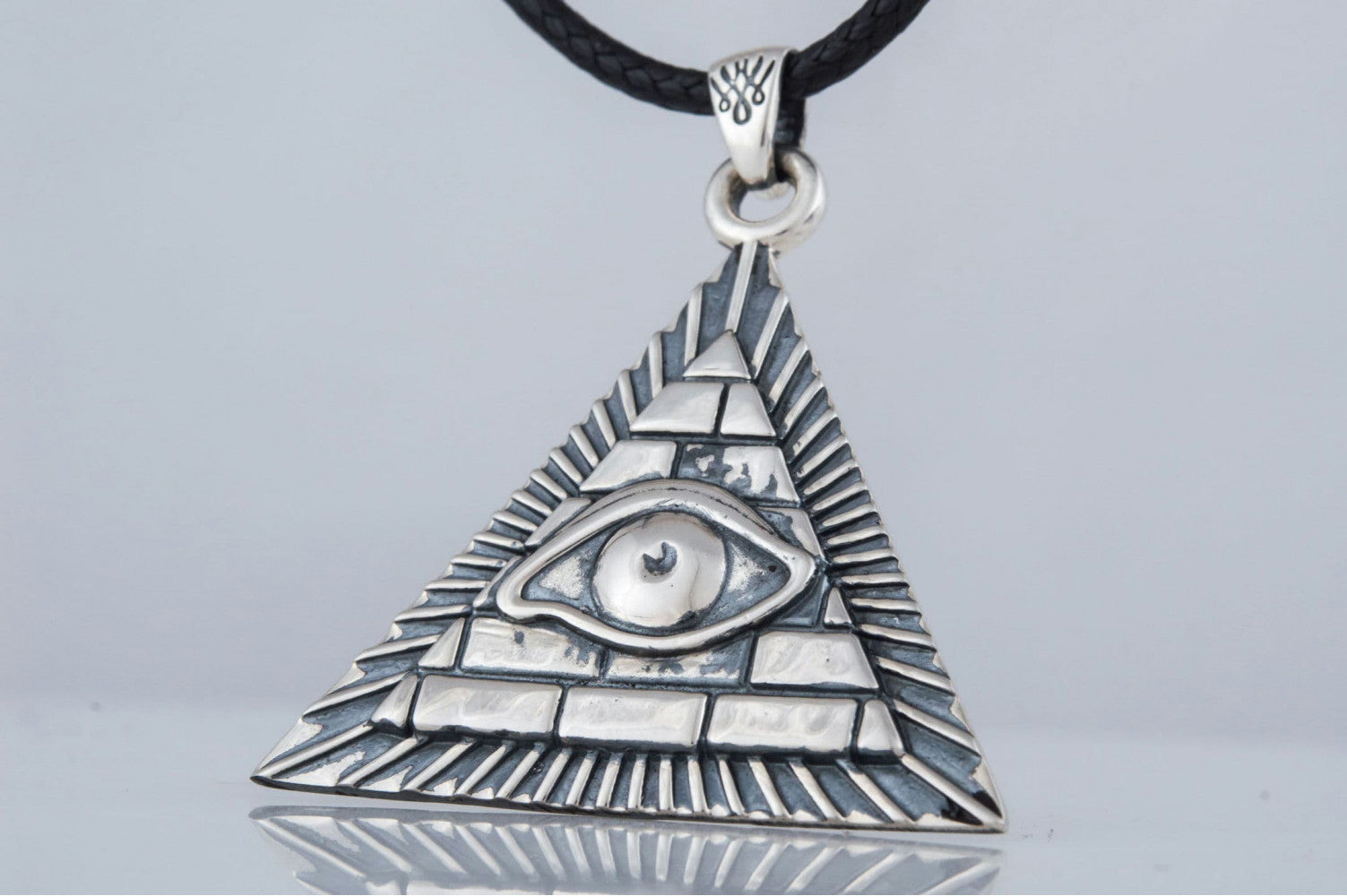 Masonic Symbol with Pyramid Sterling Silver Pendant - vikingworkshop