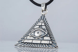 Masonic Symbol with Pyramid Sterling Silver Pendant - vikingworkshop