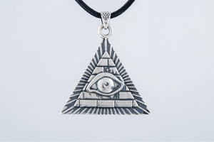 Masonic Symbol with Pyramid Sterling Silver Pendant - vikingworkshop