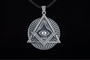 Handmade Pendant with Masonic Symbol Sterling Silver Jewelry - vikingworkshop