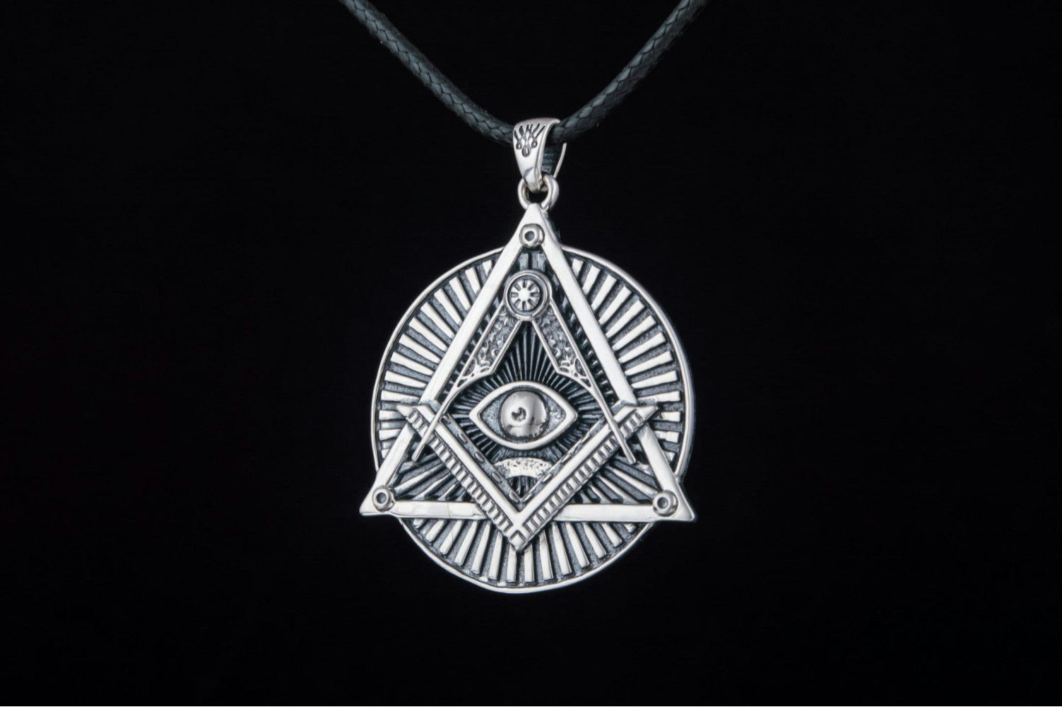 Handmade Pendant with Masonic Symbol Sterling Silver Jewelry - vikingworkshop