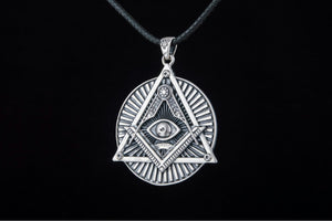 Handmade Pendant with Masonic Symbol Sterling Silver Jewelry - vikingworkshop