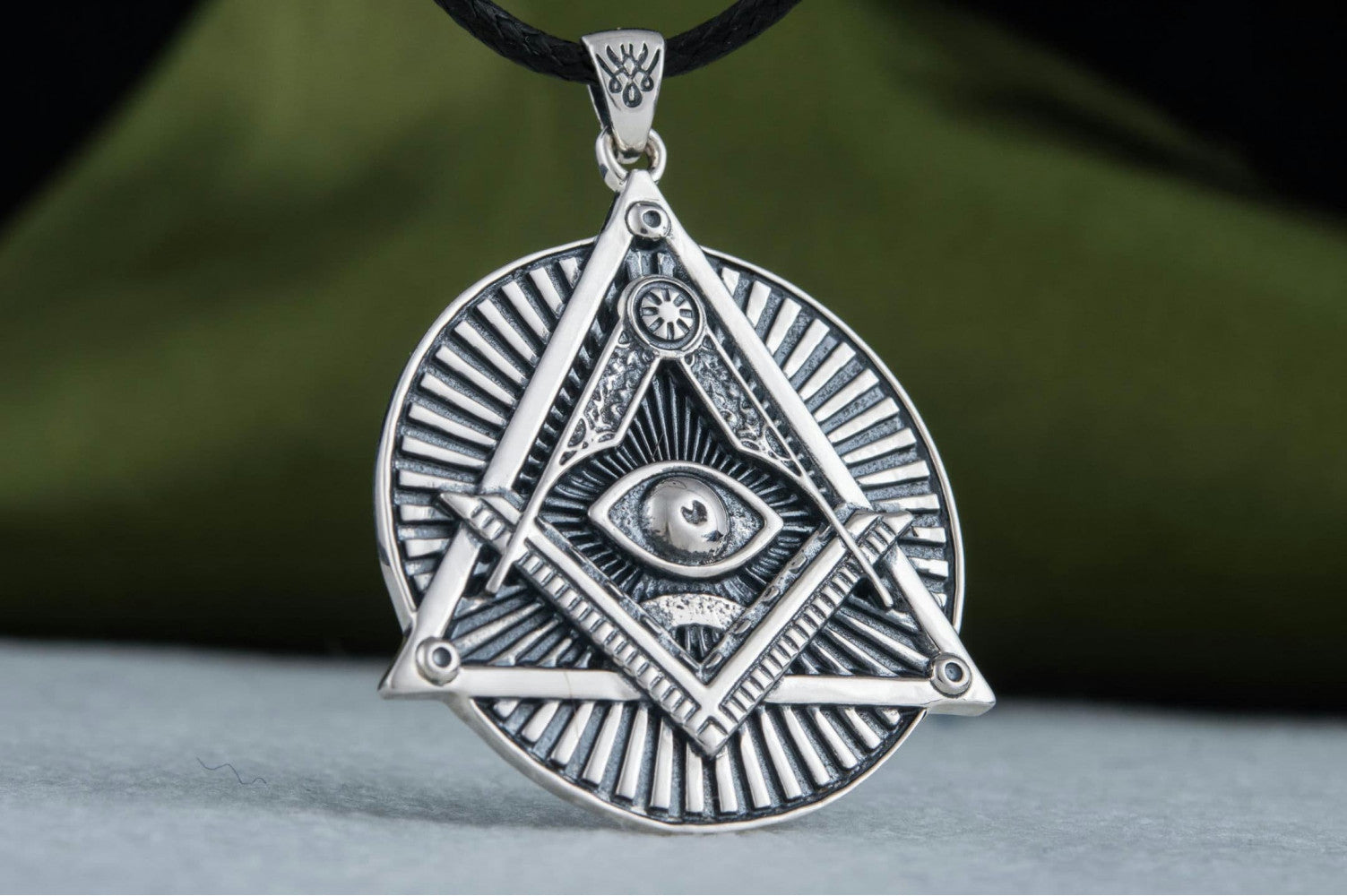 Handmade Pendant with Masonic Symbol Sterling Silver Jewelry - vikingworkshop