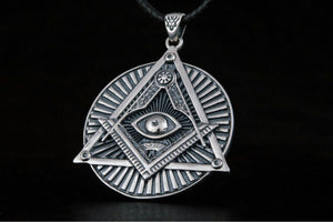 Handmade Pendant with Masonic Symbol Sterling Silver Jewelry - vikingworkshop