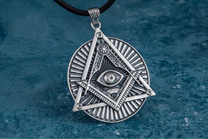 Handmade Pendant with Masonic Symbol Sterling Silver Jewelry - vikingworkshop