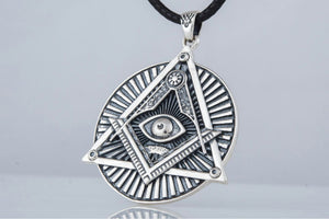 Handmade Pendant with Masonic Symbol Sterling Silver Jewelry - vikingworkshop