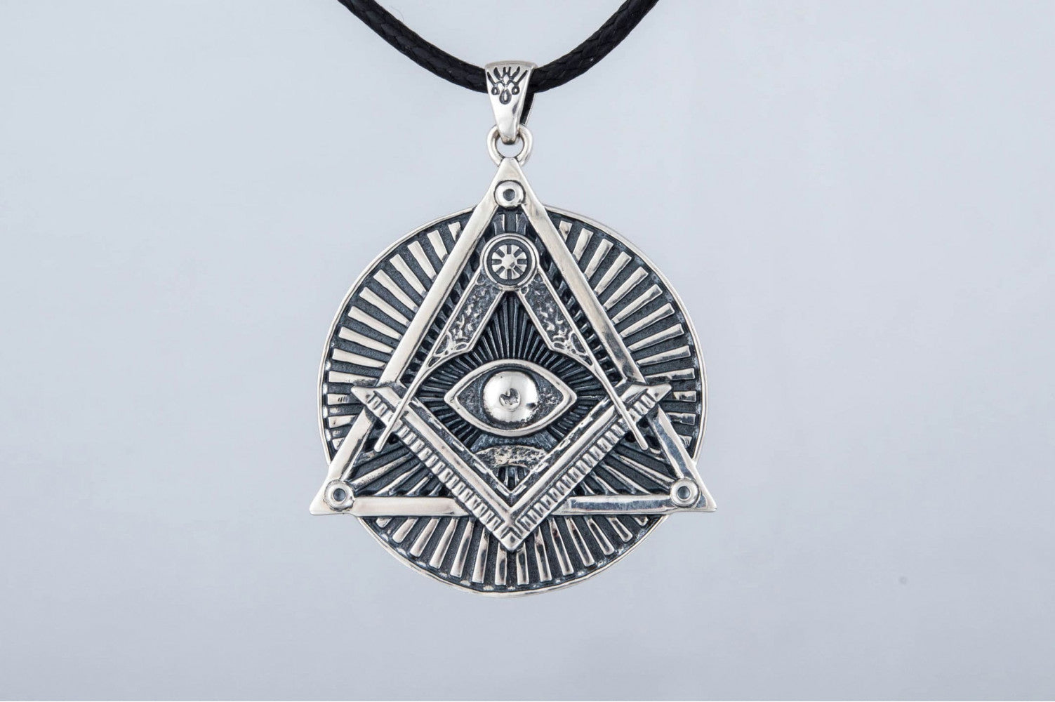 Handmade Pendant with Masonic Symbol Sterling Silver Jewelry - vikingworkshop