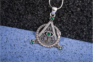 925 Silver Masonic Pendant with Eye of Providence and Gems, Unique handmade Jewelry - vikingworkshop