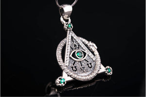 925 Silver Masonic Pendant with Eye of Providence and Gems, Unique handmade Jewelry - vikingworkshop