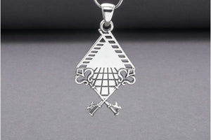 Sterling Silver Chess Board Pendant with All Seeing Eye and Keys, Handmade Masonic Jewelry - vikingworkshop