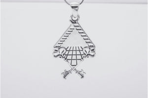 Sterling Silver Chess Board Pendant with All Seeing Eye and Keys, Handmade Masonic Jewelry - vikingworkshop