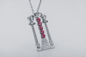 Masonic Pendant with Red Gemstones - vikingworkshop